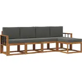 vidaXL Outdoor-Sofagarnitur mit Kissen 5 pcs Natur und Anthrazit