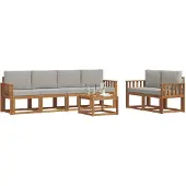 vidaXL Outdoor-Sofagarnitur 7 Stk. Natürlich und Hellgrau
