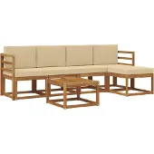 vidaXL Outdoor-Sofagarnitur 6 stk. Natur und Beige