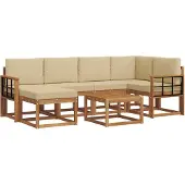 vidaXL Outdoor-Sofagarnitur 7 stk. Natur und Beige