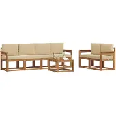 vidaXL Outdoor-Sofagarnitur 7 stk. Natur und Beige