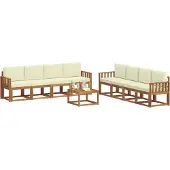 vidaXL Outdoor-Sofagarnitur 9 Stk. Natur und Creme