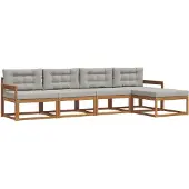 vidaXL Outdoor-Sofagarnitur mit Kissen 5 pcs Natürlich und Hellgrau