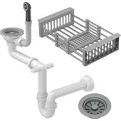 Granitan - Siphon - Ablaufgarnitur - teleskopisch - 1 Becken - Grau - Sanitär Zubehör