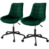 ML-Design 2x Bürostuhl mit Rückenlehne, Grün, Sitzfläche aus Samt mit Metallgestell