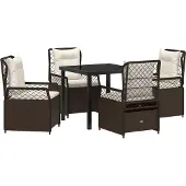 vidaXL Möbel 5-teiliges Garten-Ess-Set Braunes Poly-Rattan - Gartenstühle 3380989