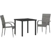 vidaXL Möbel 3-teiliges Garten-Essset Grau Poly-Rattan - Gartenstühle 3379408