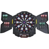 HOMCOM Elektronische Dartscheibe Dartboard Set mit Türen – LED Anzeige, Soundeffekte, 12 Darts und 216 Spiele für bis zu 8 Spieler, 49 x 54,6 x 5,5 cm