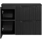 En.casa Waschtisch 'Skelbolu' mit 1 Tür und 2 Schubladen gerillt 80 x 60 x 40 cm Schwarz