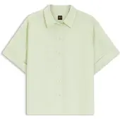 BOSS für Damen. 50559261 Bisenas grünes Hemd (42), Lässig, Leinen, Kurzarm