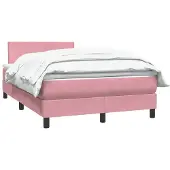 vidaXL Boxspringbett mit Matratze Rosa 120x220 cm Samt