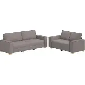 vidaXL 2-tlg. Sofagarnitur mit Kissen Taupe Stoff