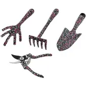 Galaflor Kleingeräte Set aus Stahl mit Blumenmotiv 4 Teile
