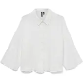 Vero Moda Hemdbluse "VMNATALI CROP SHIRT WVN NOOS", Damen, Gr. L, weiß (snow weiß), Web, Obermaterial: 100% Baumwolle, unifarben, regular fit kurz, weit, Blusen Hemdbluse, Baumwolle, loose fit
