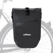 Wiltec Gepäckträgertasche schwarz, Fahrradtasche Gepäckträger 20 l Stauraum, Gepäcktasche mit Tragegurt, Fahrrad Tasche wasserresistent Reflektoren