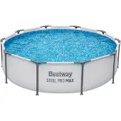 Bestway Steel Pro MAX Frame Pool ohne Pumpe Ø 305 x 76 cm, lichtgrau, rund