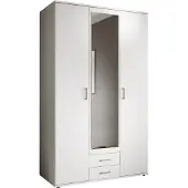 Vaja Kleiderschrank mit Spiegel 3-türig weiß