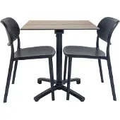 Restootab Klappbarer Tisch aus hellem Holz + 2 Stühle für die Terrasse