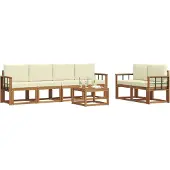 vidaXL Outdoor-Sofagarnitur 7 stk. Natur und Creme