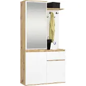 Akord Eingangsmöbel-Set ENTRO mit Spiegel Eiche Artisan, Weiß 95x35x183 cm