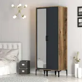 Dmora Garderobe 2 Türen Alhena 80x201,4 H cm Braun Kleiderstange