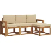 vidaXL Outdoor-Sofagarnitur 4 stk. Natur und Beige