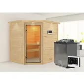 Karibu Sauna "Mia (Fronteinstieg)" Ofen 9 kW Bio externe Strg easy