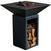 Grill'Chic brasero cevenol stahl holz quadratisch 74 schwarz doppelter tank