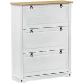 vidaXL Schuhschrank Corona Weiß 99 x 32 x 122 cm Massives Kiefernholz