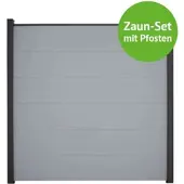 MR-Zaun Nova Komplettset mit Alu-Pfosten, Silbergrau, 20,78 m