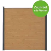 MR-Zaun Nova Komplettset mit Alu-Pfosten, Asteiche Natur, 17,02 m