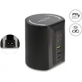 DeLOCK USB und kabelloses Ladegerät 1 x USB Type-C PD + 2 x USB Typ-A mit 58 W, Drinnen, AC, Kabelloses Aufladen, 1,2 m, Schwarz