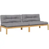 vidaXL Garten-Mittelsofas aus Paletten 2 Stk. mit Kissen Akazienholz