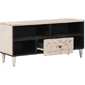 vidaXL TV-Schränk mit Regal Weiß 100 x 33,5 x 46 cm Massivholz Mango