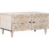 vidaXL Couchtisch Weiß 80 x 50 x 40 cm Massivholz Mango
