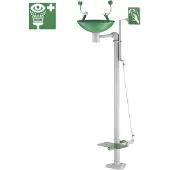 Delabie Sicherheits-Augendusche auf Säule mit Auffangschale