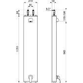 Delabie Duschelement Alu. mit EHM, Anschluss oben,Brausekopf 6 l/min