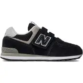 New Balance Unisex für Kinder. PV574V1 Leder Turnschuhe 574 schwarz (30.5), Wohnung, Klettverschluss, Lässig, Kinderbekleidung