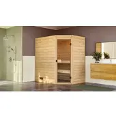 Weka Sauna "Massivholzsauna VALIDA Eck 1" Blockbohlen, moderne Ganzglastür