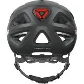 ABUS Stadthelm Urban-I 3.0 - Fahrradhelm mit Rücklicht, chirm und Magnetverschluss - für Damen und Herren - Schwarz Matt, Größe M (52-58 cm)