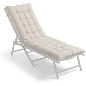 Relaxdays Bankauflage, 160x50 cm, gepolstert, gesteppt, mit Bändern, outdoor, Bankkissen für Gartenbank, Paletten, beige