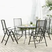 vidaXL Gartenstuhl-Set 5-tlg. Verstellbar Pulverbeschichteter Stahl, Gartenmöbel-Sets 2024 Neu