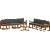 vidaXL Outdoor-Sofagarnitur 9 Stk. Natur und Anthrazit