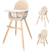 Babygo Hochstuhl "Scandi - wood", Baby, Gr. B/H/T: 59cm x 102cm x 59cm, beige, Stühle Hochstuhl