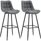 CLP 2er Set Barhocker Dartford dunkelgrau Material Stoff