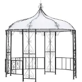 Degamo Pavillon Gartenpavillon BURMA rund 300cm Stahl grau Dach wasserdicht weiß