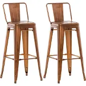 TPFLiving 2er Set Barhocker Massimo Metall Kupfer