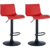 CLP 2er Set Barhocker Branford höhenverstellbar und 360 drehbar | Farbe rot Material Kunststoff