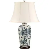 Elstead Lighting Zeitgenössische Schreibtischlampe Blau Traditionelles Porzellan Blau 1 Licht E27