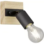 FHL Easy! FHL Juris Wandleuchte im Industrial-Design, Wandlampe E27 schwarz Holz natur